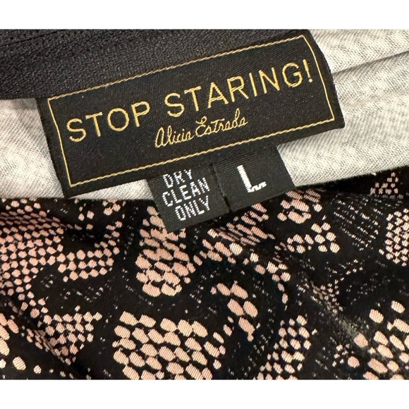 Stop Staring Black Nude Printed Lace Swing Dress - Picture 4 of 6